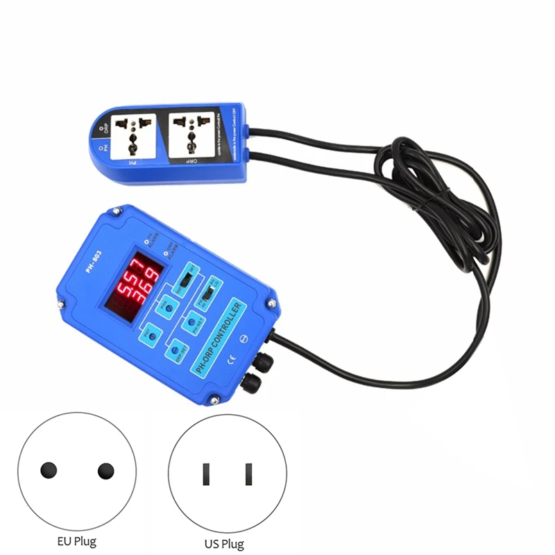 

Digital 2&1 PH ORP Monitor Redox Controller Blue For Aquarium Hydroponics Plant Pool Spa W/ Output Power Relay EU Plug