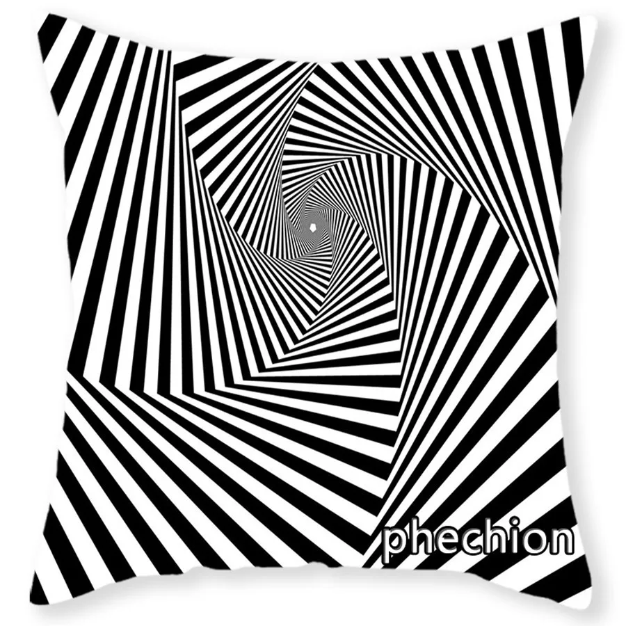 

Phechion 3D Printed Black and White Psychedelic Pillowcases Pillow Cover Square Zipper Pillow C119