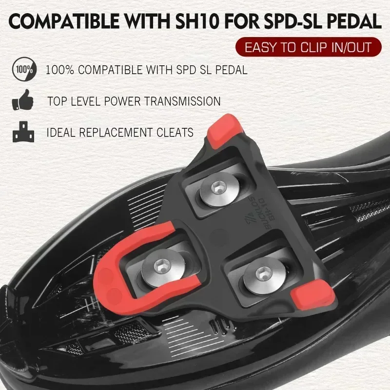 BUCKLOS Bike Pedal Cleat Set 0/2/6 Degree for SPD-SL for SH10 SH11 SH12 Lock Pedal Cleats Cover Road Bike Lock Parts