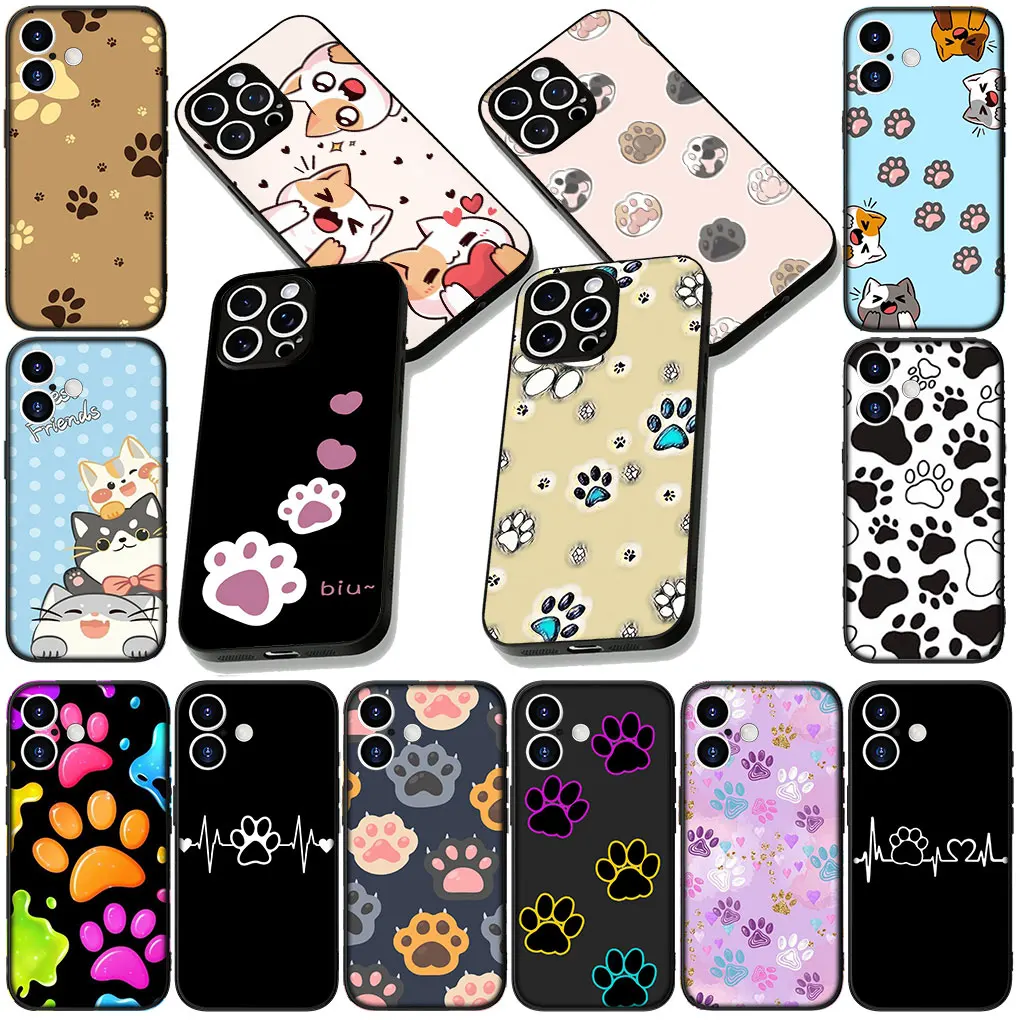 Cute Dog and Cat Cartoon Soft Phone Cover – Durable and Stylish Paw Design Case