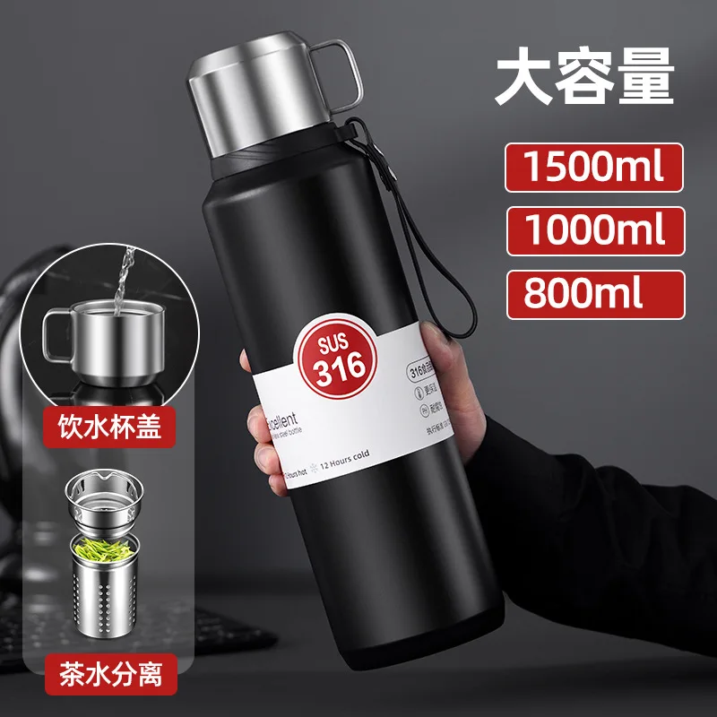 

Большая Изолированная чашка из нержавеющей стали 316, мужской и женский портативный спортивный дорожный чайник для улицы с веревкой