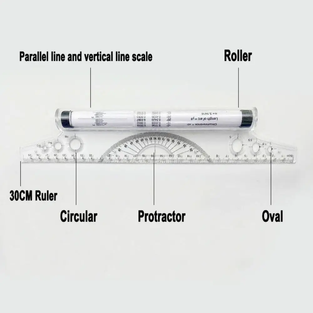 15/30 cm Ruler Parallel Roller Ruler Math Drawing Multi Function Professional Drawing Measuring Angle Balance stainless steel ruler triangle ruler ruler set drawing ruler straight ruler folding ruler metal ruler plastic ruler quilting ruler rotatable ruler