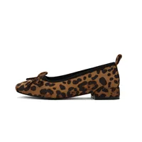 Arden Furtado 2025 Spring Leopard print sheep suede Ballet flats Square toe Sweet bowknot Low heel Single shoe Women's shoes 1