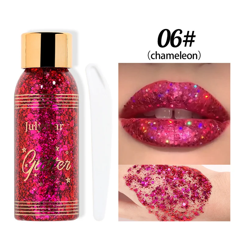 With Smear Spoon Multifunctional Eye Glitter Nail Hair Body Face Glitter Gel Art Flash Loose Sequins Cream Festival Glitter Deco 5
