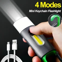 Compact USB Rechargeable Waterproof LED Keychain Flashlight (Keychain lamp)