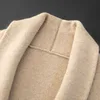 100% Class A Goat Cashmere Coat Men's Blue Fruit Neck Double breasted Knitted Cardigan Autumn Winter Warm Long Sleeve V-Neck Top 5