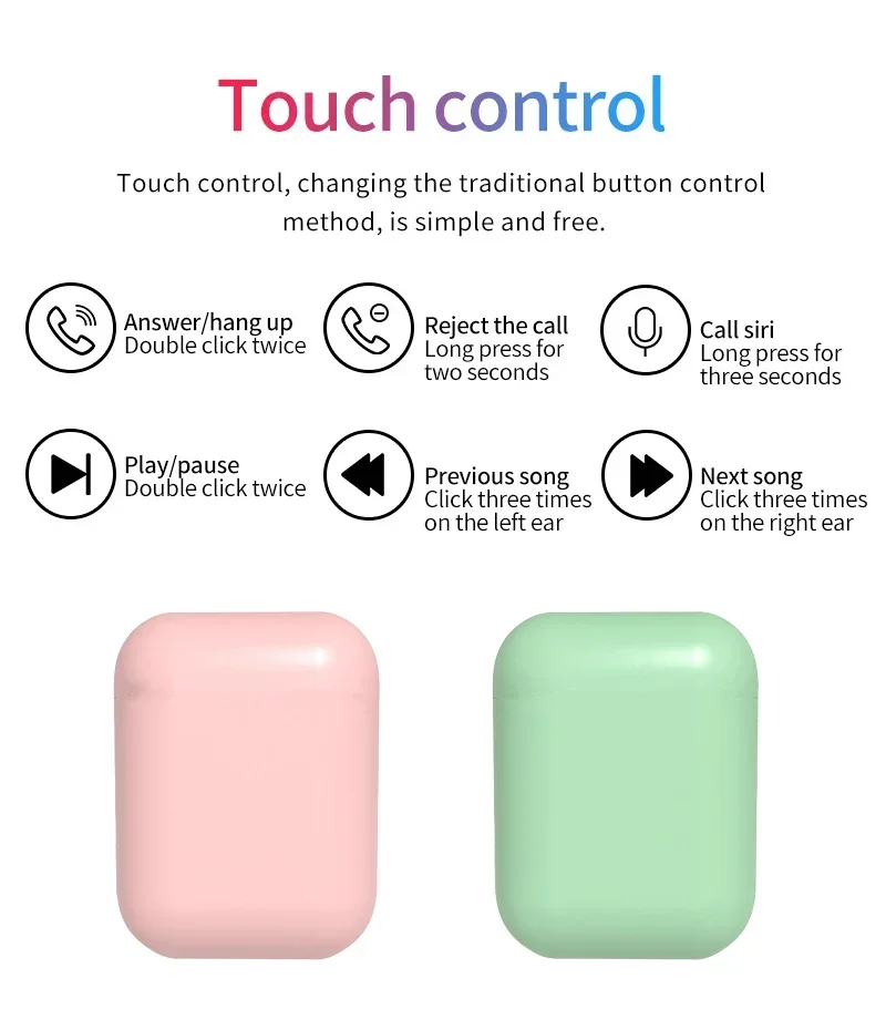 Disney Cartoon i12 TWS Stitch Wireless Headphones Bluetooth 5.0 Headphones Matte Macaron Headphones with Microphone Handsfree