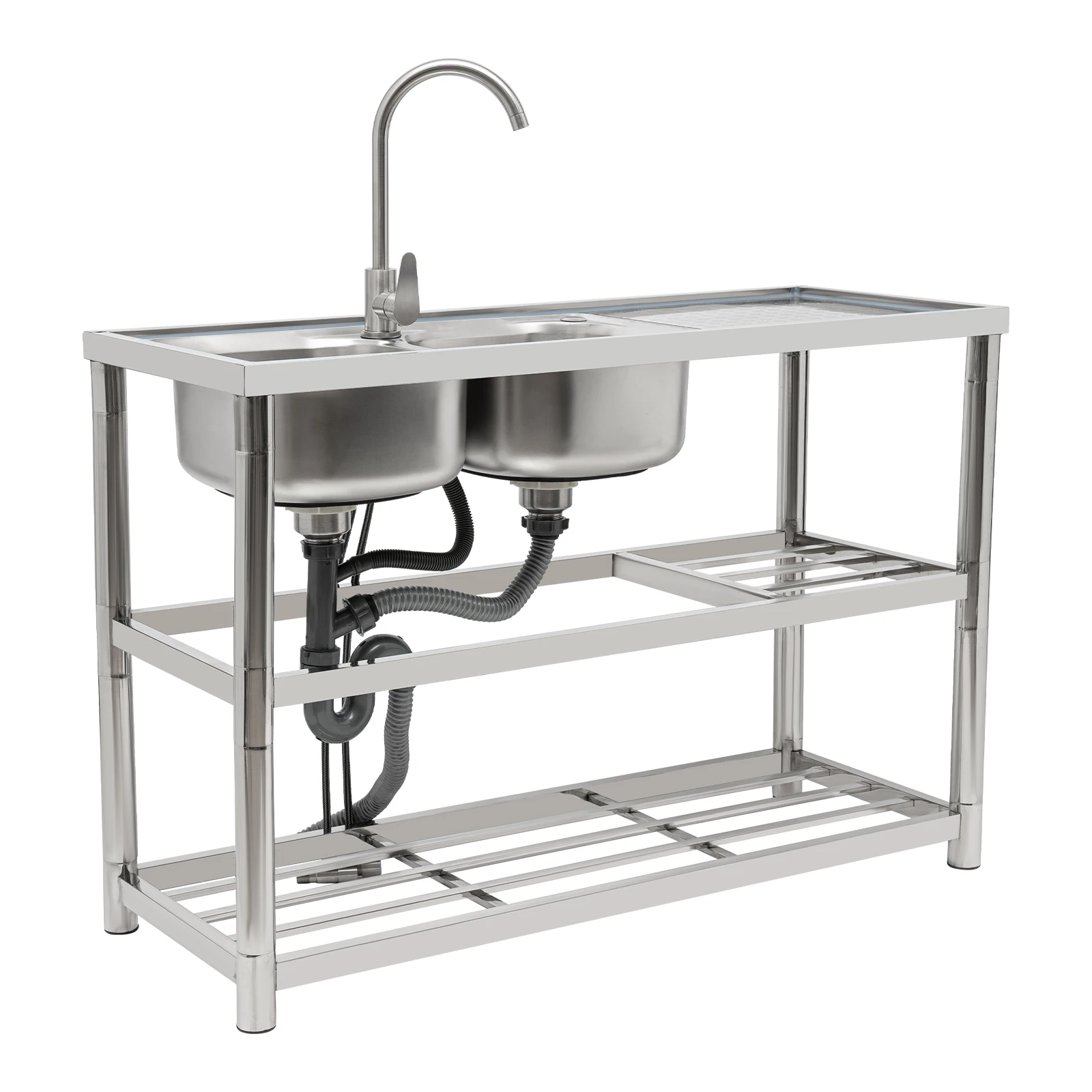 Stainless Steel Vegetable Washing Basin, Sink, Double Groove with Bracket, Thickened Double Basin