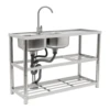 Stainless Steel Vegetable Washing Basin, Sink, Double Groove with Bracket, Thickened Double Basin 4