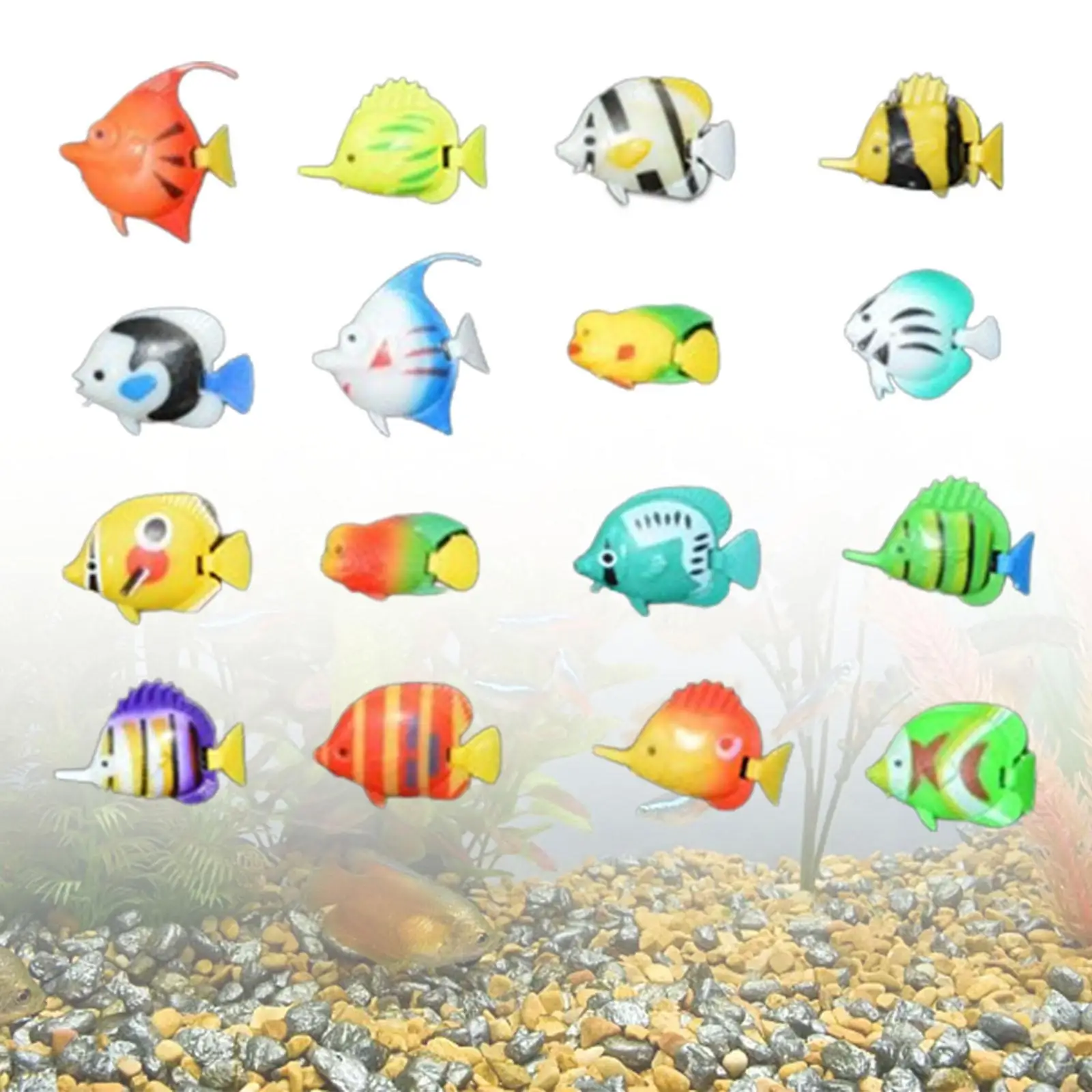 Tropical Floating Fishes Lifelike Fish Statues Set aquarium decoration For Water Filled Equipment Fish Tank Water Column Lamps 20x