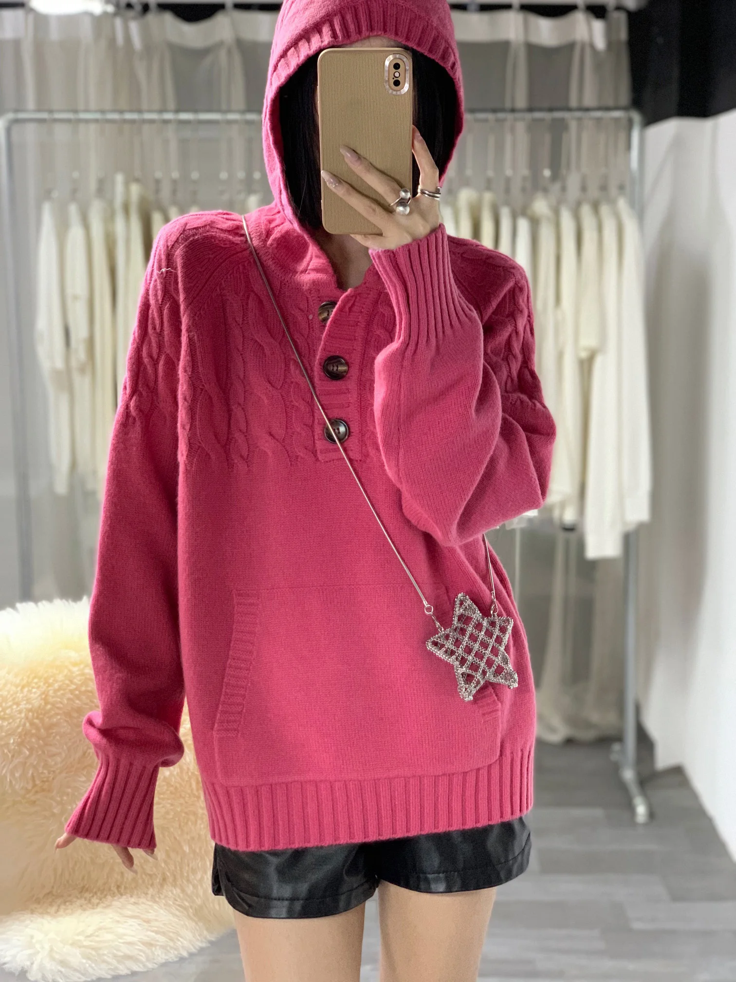 

Women's Clothing Fashionable hooded loose slim fit sweater 169