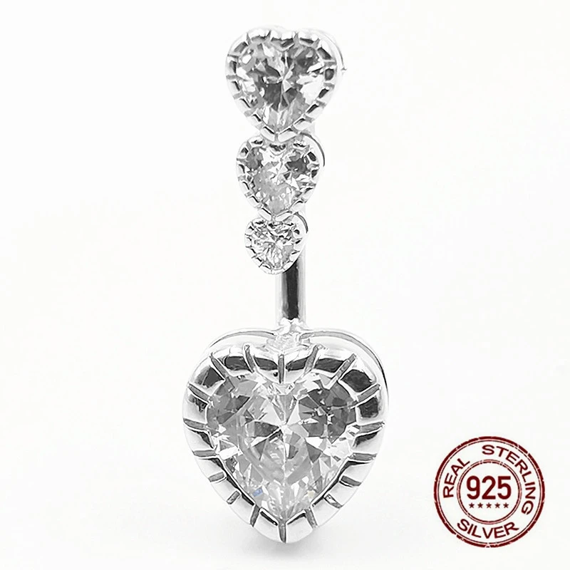 

Heart Zircons Navel Piercing for Women 925 Sterling Silver Belly Button Ring Body Jewelry Luxury Wedding Belly Piercing Ring