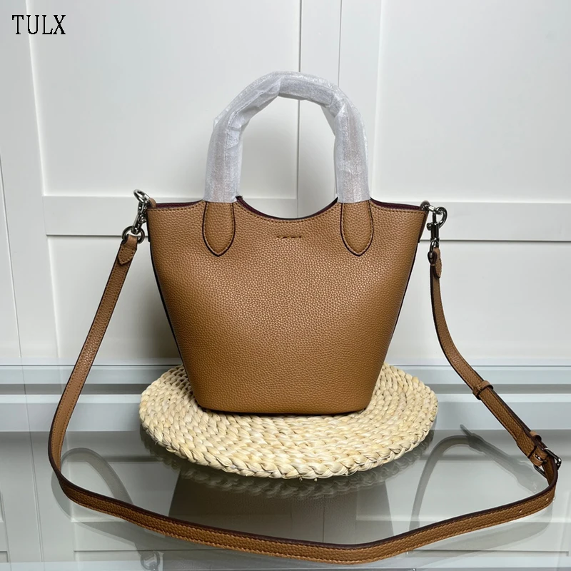 

TULX Summer New Luxury Women's Handbag Soft Cowhide Solid Color Bucket Bag Crossbody Bag Tote Bag Commuter bag