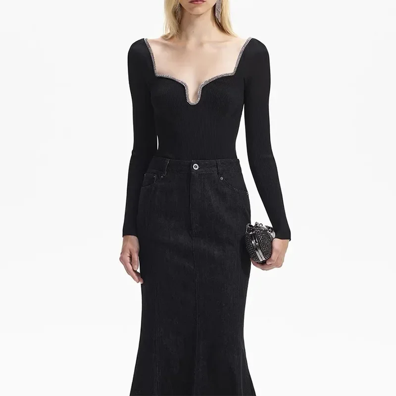 women-classic-black-elegant-iris-neckline-diamond-embellished-knitted-long-sleeved-slim-fit-top-2024-early-spring