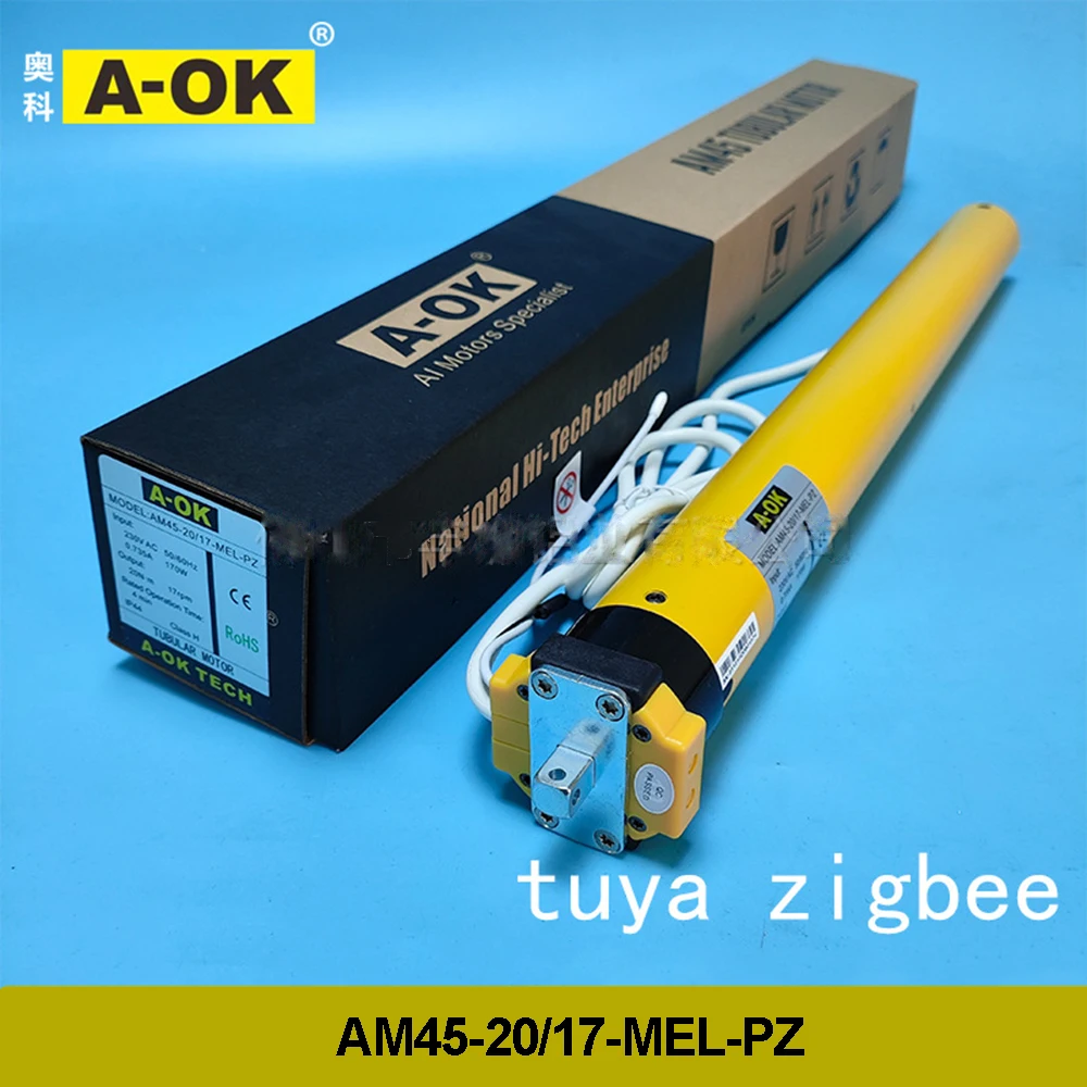 มอเตอร์ม่านบังแดดอัจฉริยะ A-OK AM45 20/17 tuya zigbee แบบท่อ, ควบคุมด้วย RF433, สำหรับม่านม้วนขนาดท่อ 50 มม./55 มม./65 มม./70 มม. 1