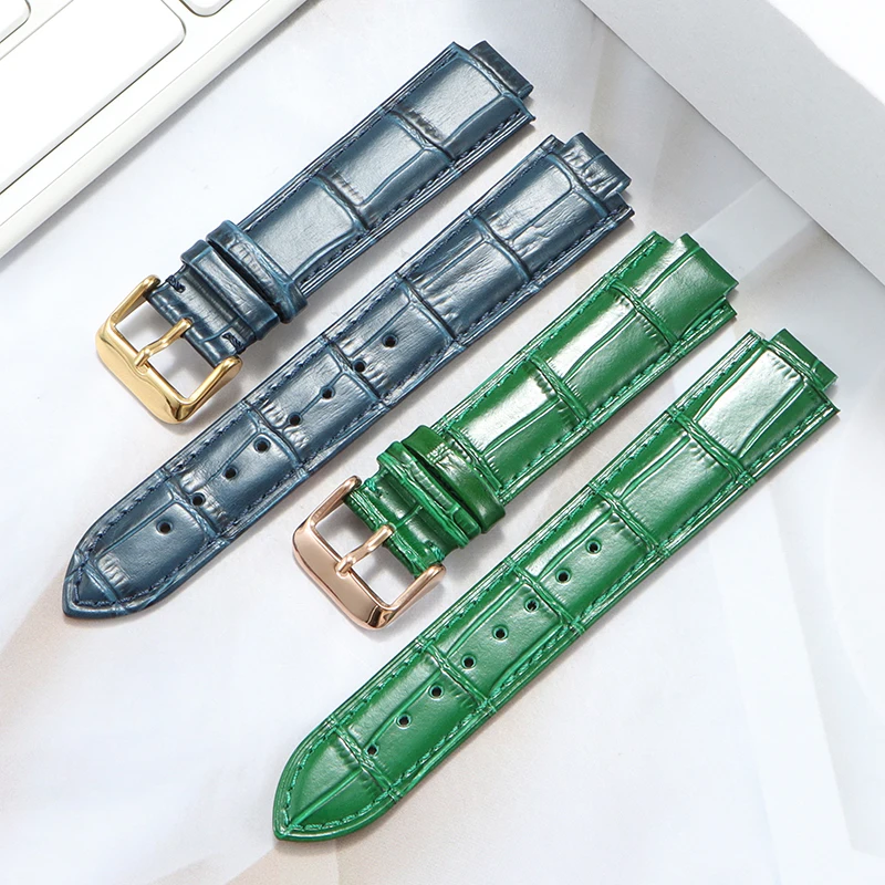 Premium Genuine Leather Watch Strap with Butterfly Clasp and Concave Ends