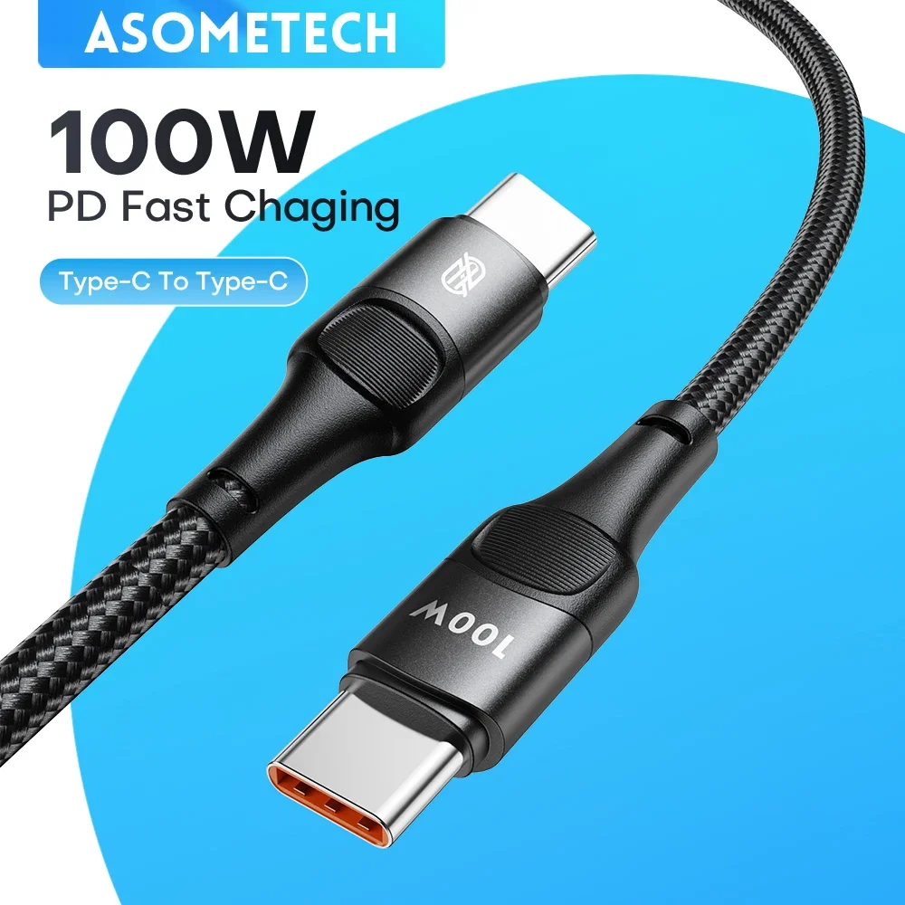 ASOMETECH USB Type C To USB C Cable PD Fast Charging Charger Cable Data Cord for Macbook Samsung Huawei Xiaomi Type-C USB C Cable 3M
