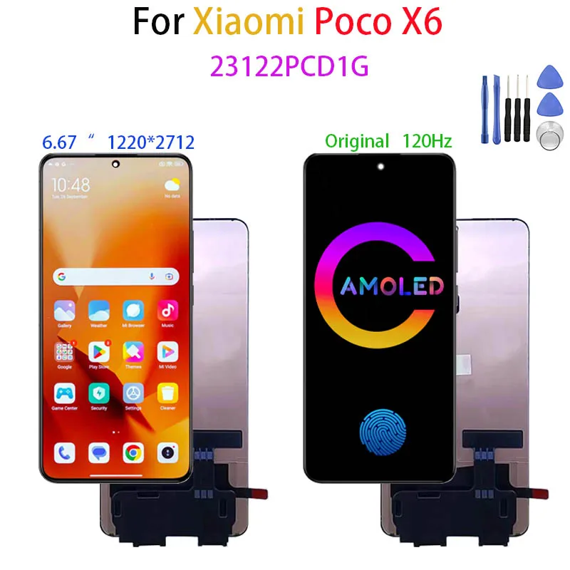 Original AMOLED LCD For Xiaomi PocoX6 Poco X6 23122PCD1G Pantalla