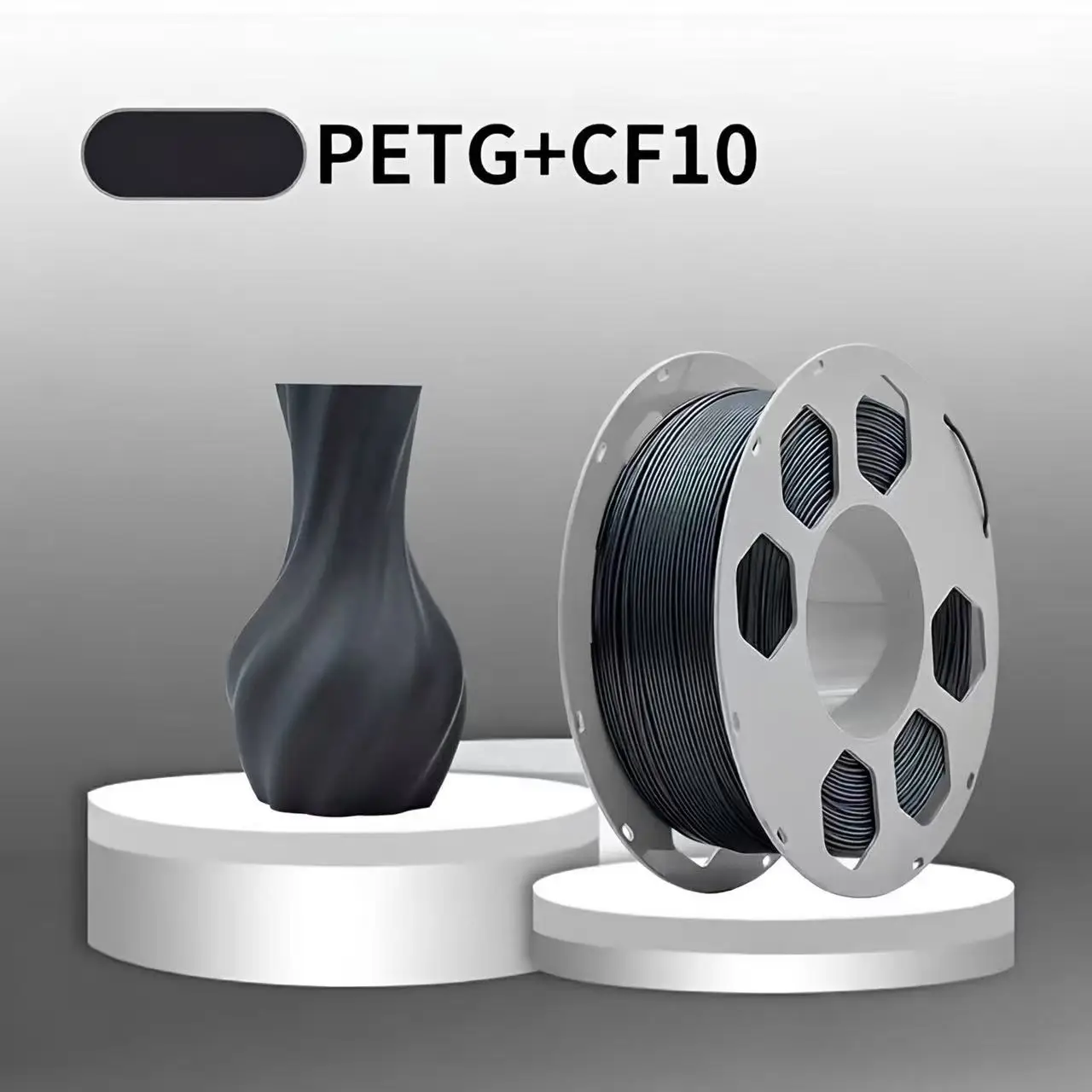 4개 구매 시 1개 무료 PETG CF 필라멘트 1.75mm 1KG - 고강성 탄소섬유 강화, 저왜핑, Bambu Lab용 부드러운 출력 (스무스 프린팅)