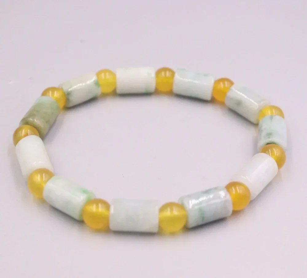 

* 100% натуральный нефрит, женский эластичный браслет на удачу с длинной колонной и круглым бисером