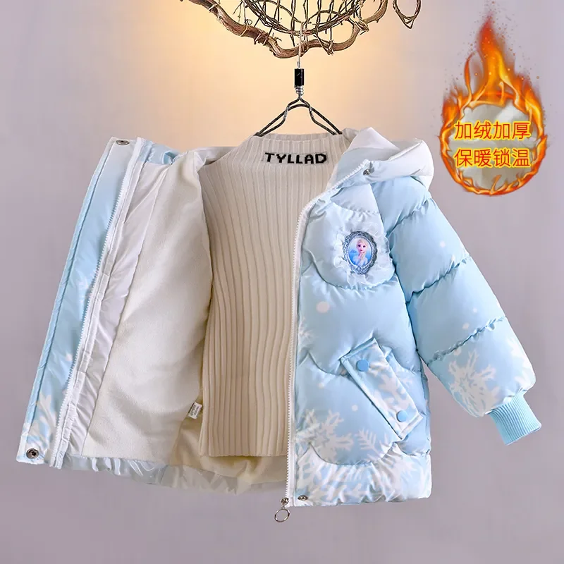 Winter Baby Girls down Jacket Children Frozen Elsa Hooded Coats with Bag Kids Warm Plush Windbreaker Coat Princess Costumes down jacket children jackets girls coat
