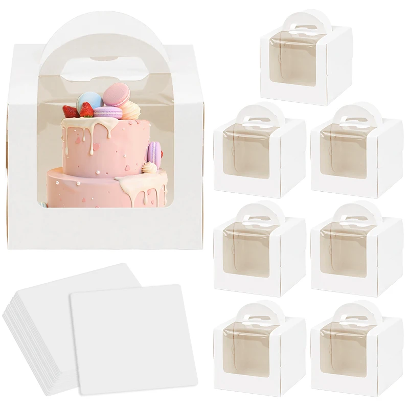 5/10Pcs Cake Packaging Box with Window Portable Paper Gift Box Wedding Birthday Party Muffin Cake Dessert Container Baby Shower