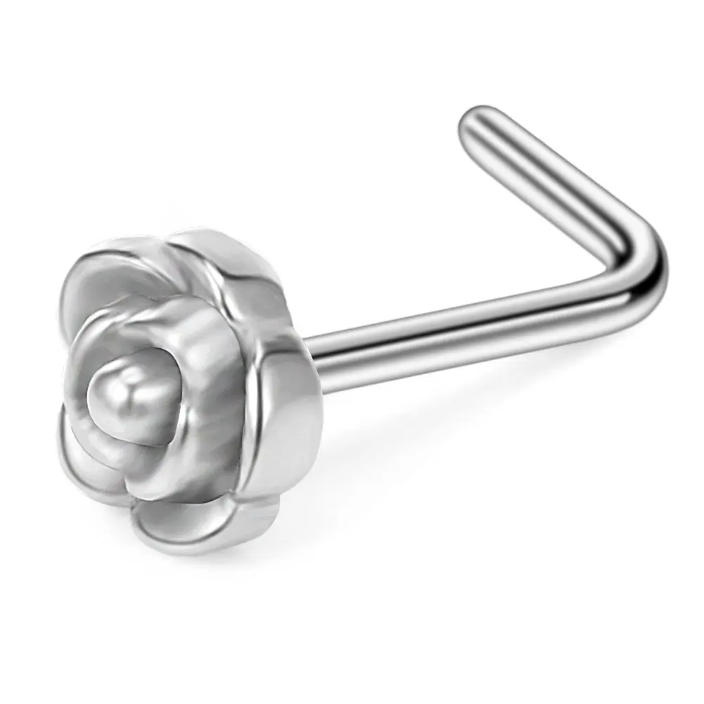 وردة على شكل أنف، مجوهرات مثقوبة على شكل جسم المرأة العصرية على شكل حرف L، أنيقة، متخصصة وجذابة، مناسبة للتجمعات اليومية