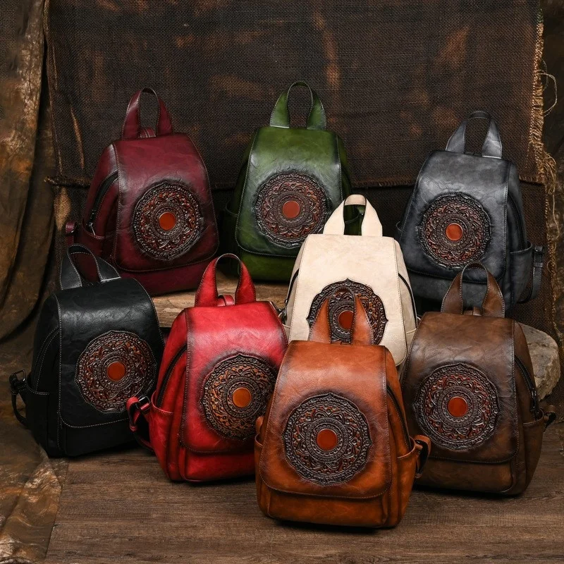 MOTAORA 2024 New Retro Women Bags Designer Leather Luxury Backpack For Woman Large Capacity Bag Women's Stylish Travel Backpacks