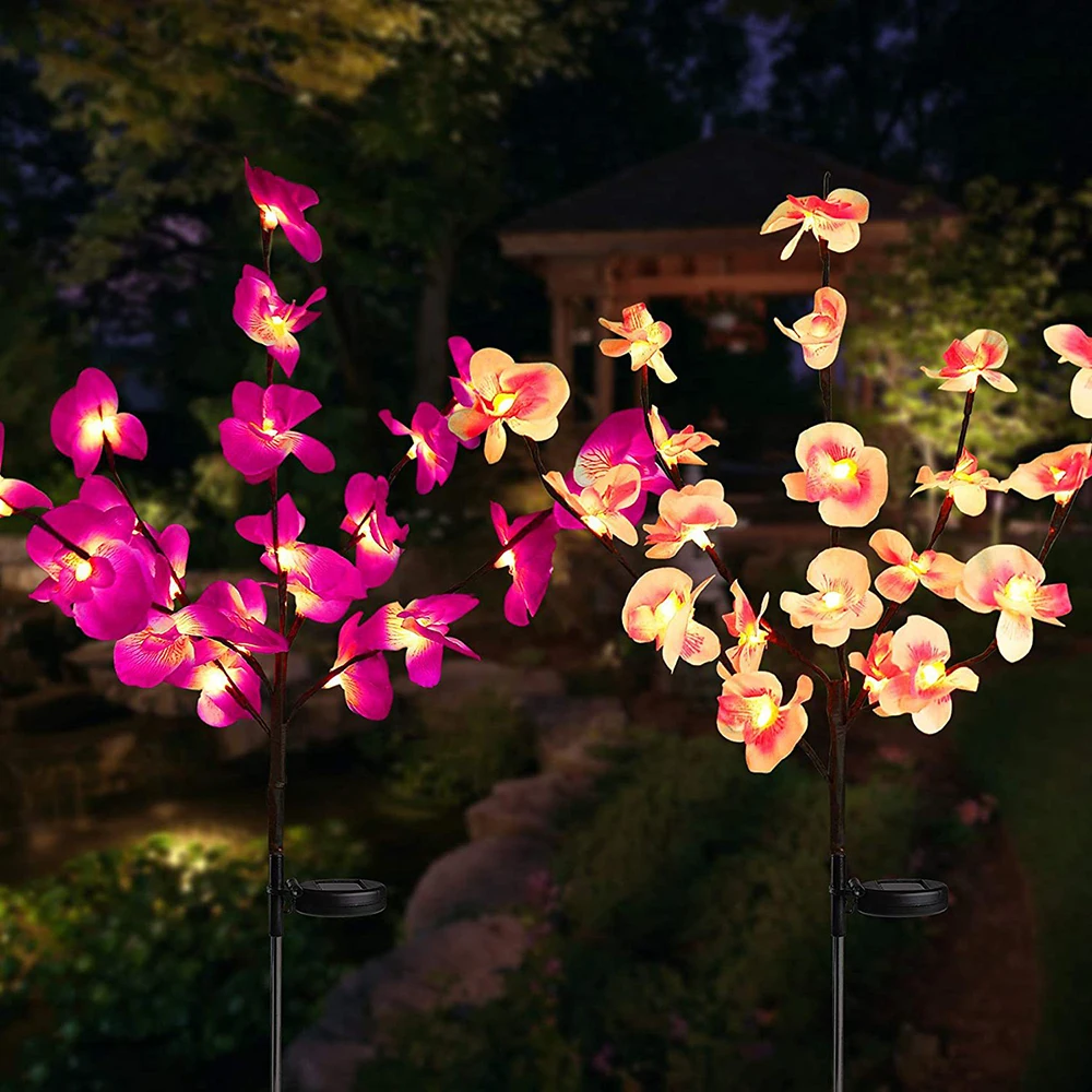 

RGB Phalaenopsis Flower Outdoor Solar Lighting for Garden and Vegetable Patch Waterproof Lawn Lamps Street Christmas Decorations