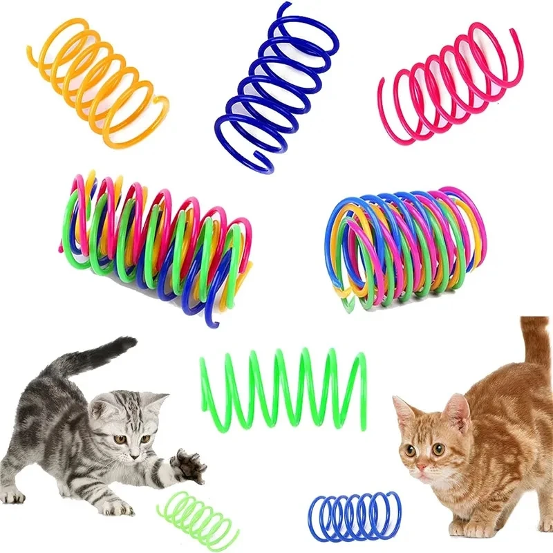 

4/6/8/16/20/50pcs Pet Kitten Cat Toys Wide Durable Heavy Gauge Cat Spring Toy Colorful Springs Cat Pet Toy Coil Spiral Springs