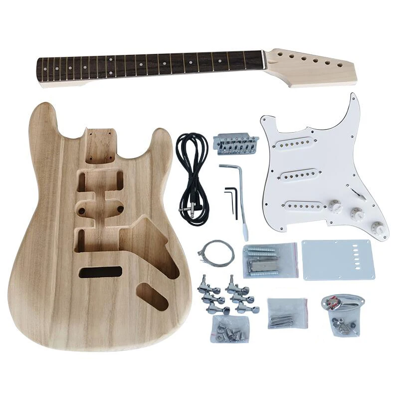 Full Set Aiersi Solid Wood St Tl Electric Guitar Set Unfinished Build Your Tele Strato Diy