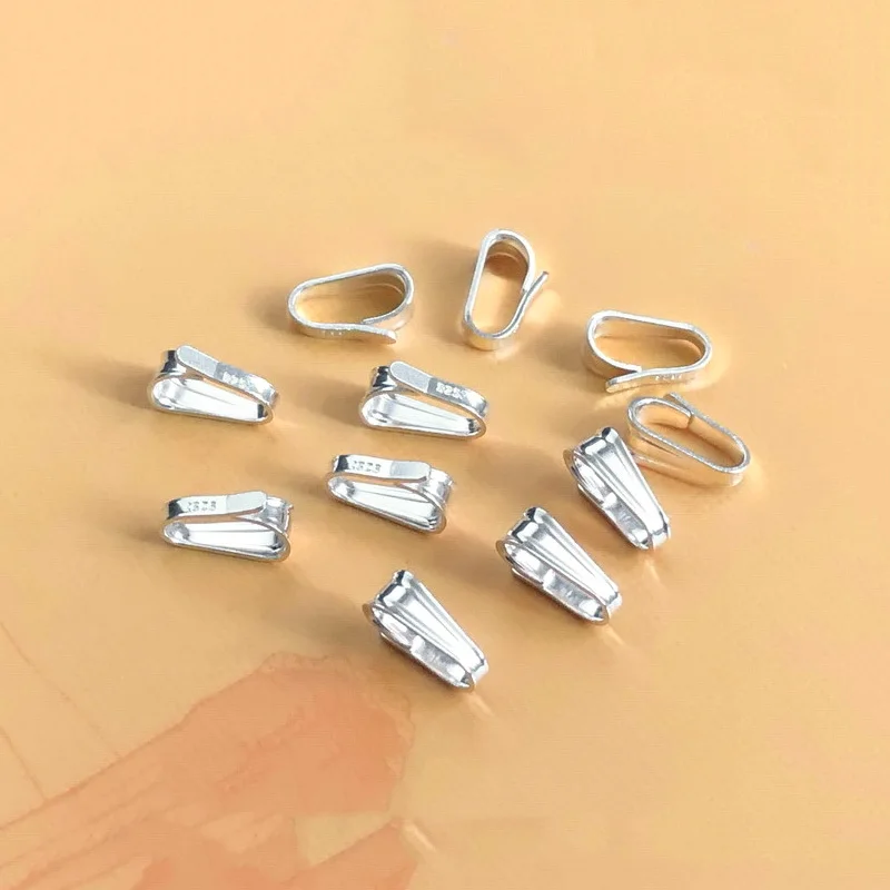 925 Sterling Silver Pendant Charm Necklace Component, Pendant Bail for Jewelry Handmde DIY Accessories Silver Jewelry Findings