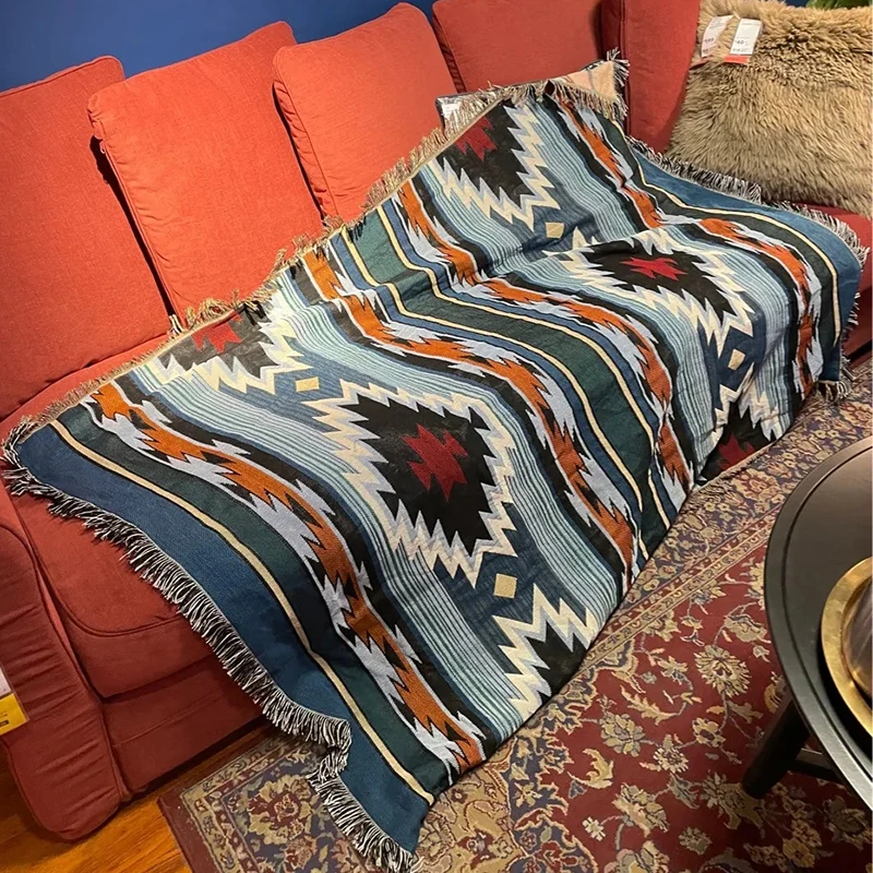 북유럽 레저 던지기 담요, 침대 소파 커버, 인도 소파 타월, 피크닉 여행 매트, 침대보, 보헤미안 태피스트리 새해 선물
