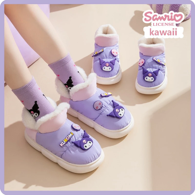 

Sanrio Anime Series Women's Indoor Cotton Slippers Kawaii Hello Kitty Kuromi Cinnamoroll Cartoon Winter Parent-Child Snow Boots