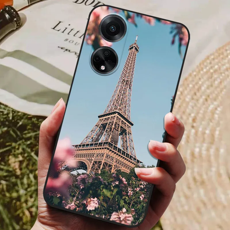 Stylish Black Silicone Painted Soft Phone Case - Premium TPU Protective Cover