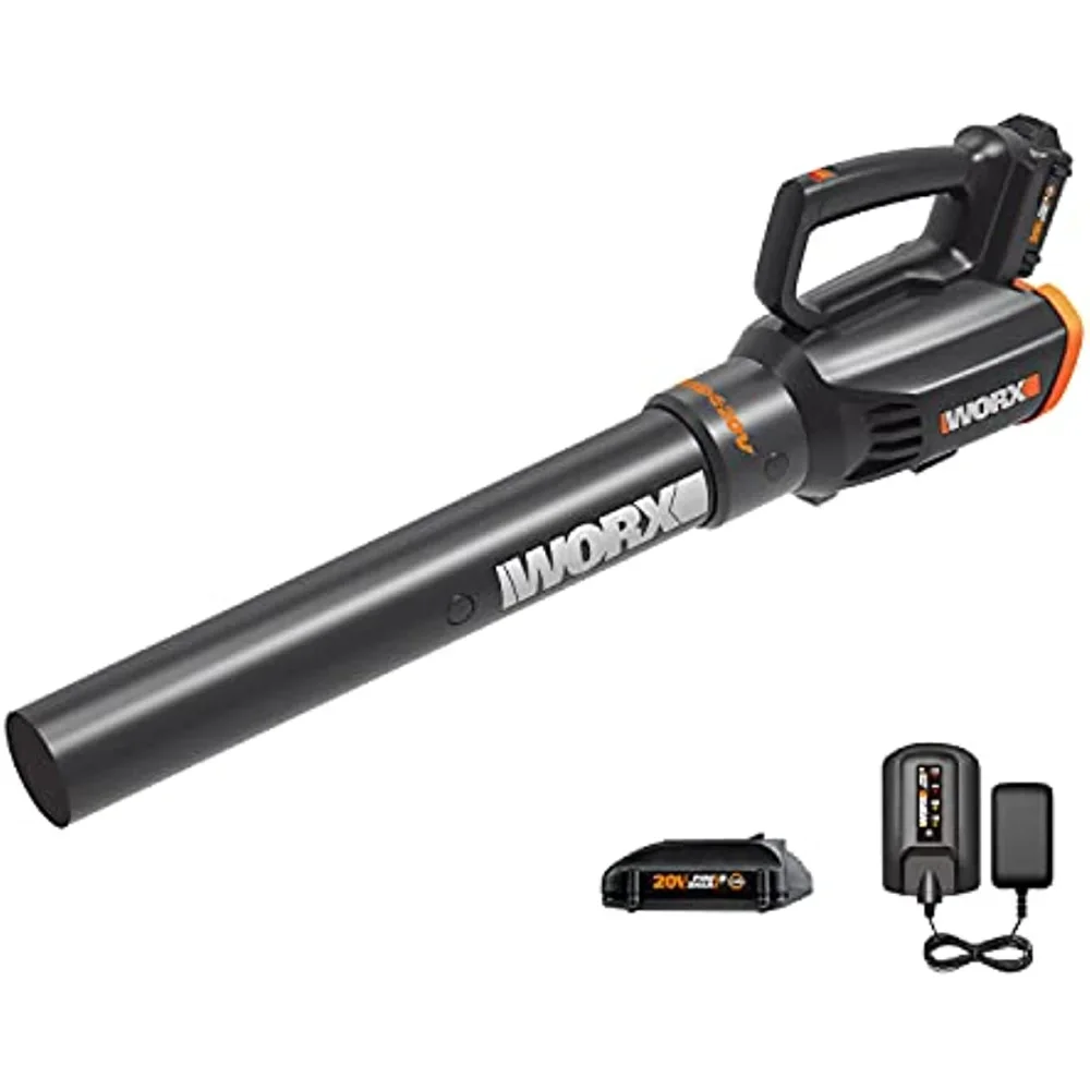 

WORX 20V WORXAIR Turbine Blower WG547.2 Cordless Leaf Blower for Lawn Care Yard Work, 2 Variable Speed Control, 1 * 4.0 Ah