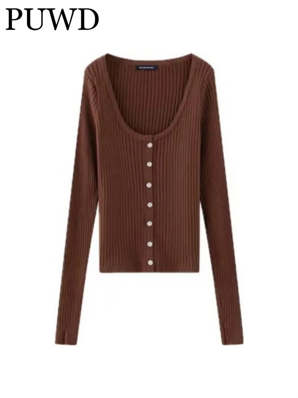 

Женский свитер PUWD, осень 2023, Модный женский винтажный однобортный свитер на пуговицах с длинными рукавами, женские топы