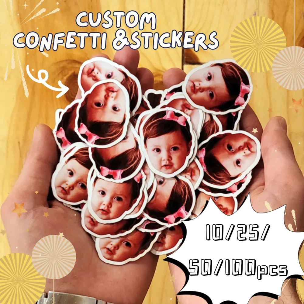 Personalisiertes Gesichtskonfetti, niedliche DIY-Kopffigur für Junggesellinnenabschied, personalisiertes Foto, Familien-Heimdekoration, 10/25/50/100 Stück