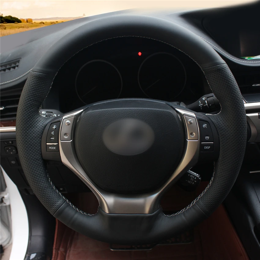 

DIY Hand Stitch Black Genuine Leather Car Steering Wheel Cover For Lexus ES250 ES300h GS250 GS300h RX270 RX350 Car Accessories