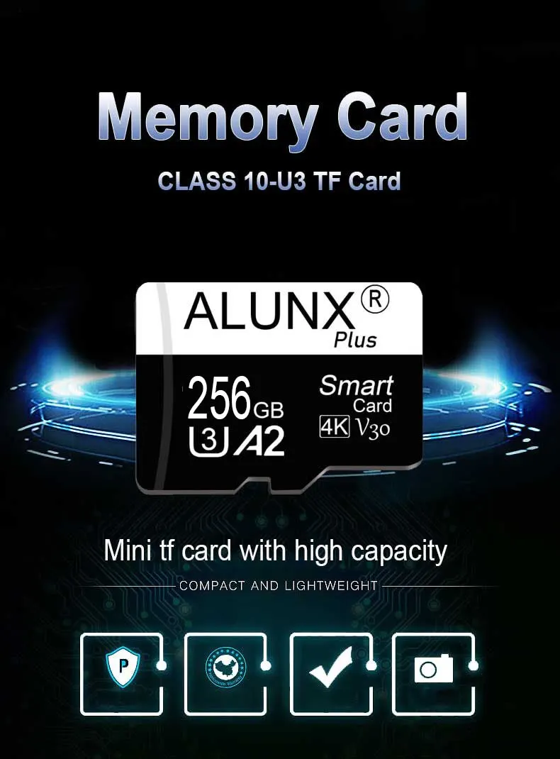 CLASS ALUNX 마이크로 TF SD 카드, 플래시 클래스 10 지지대 휴대폰 UAV 기타 카드 리더, 128GB, 64GB, 32GB, 16GB, 8G 메모리 카드