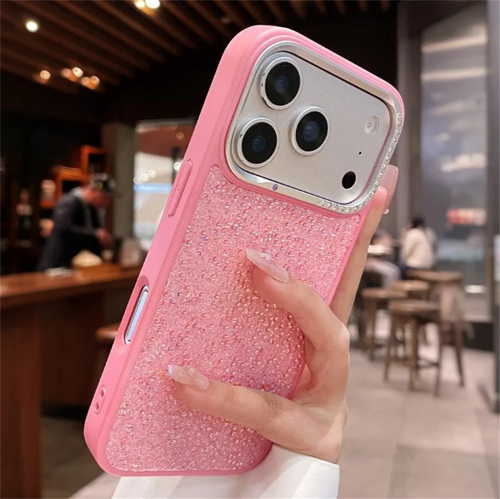 Luxurious Glitter Colorful Diamond Phone Case with Bling Lens Frame and Shockproof Protection