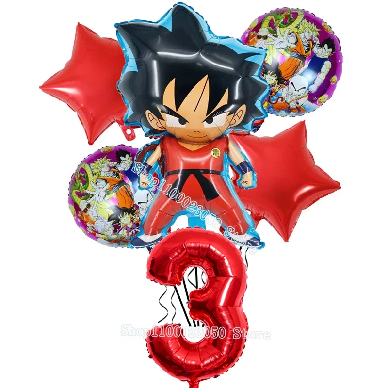 thumbnail image 1 of Bandera con números para fiesta de cumpleaños con temática de Dragon Ball, Son Goku, Vegeta, globo, decoración para tarta, regalo de Navidad para niños, 1 of 5