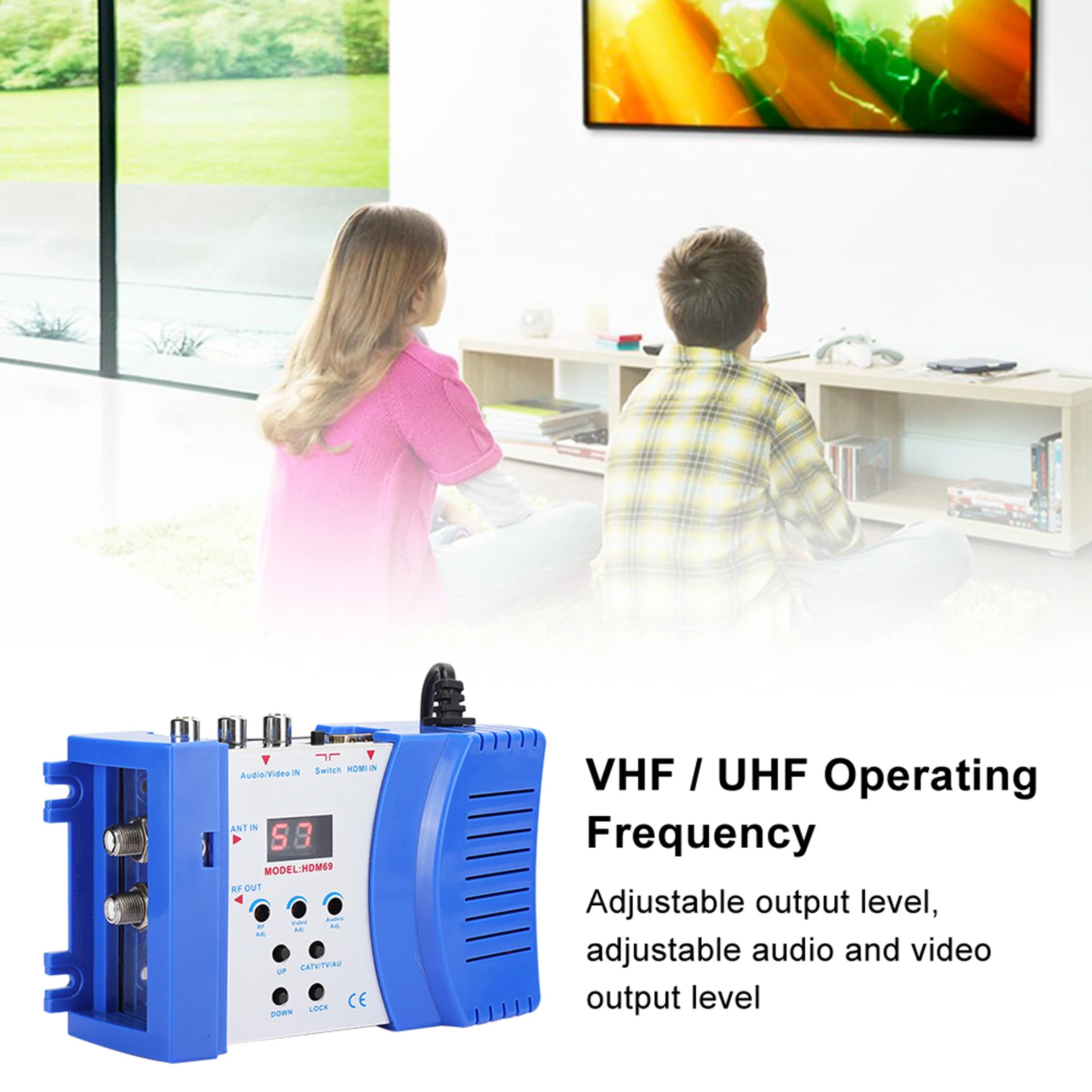 Digital RF Modulator AV to RF Converter VHF UHF PAL Standard Modulator EU Plug 100‑240V rf modulator converter
