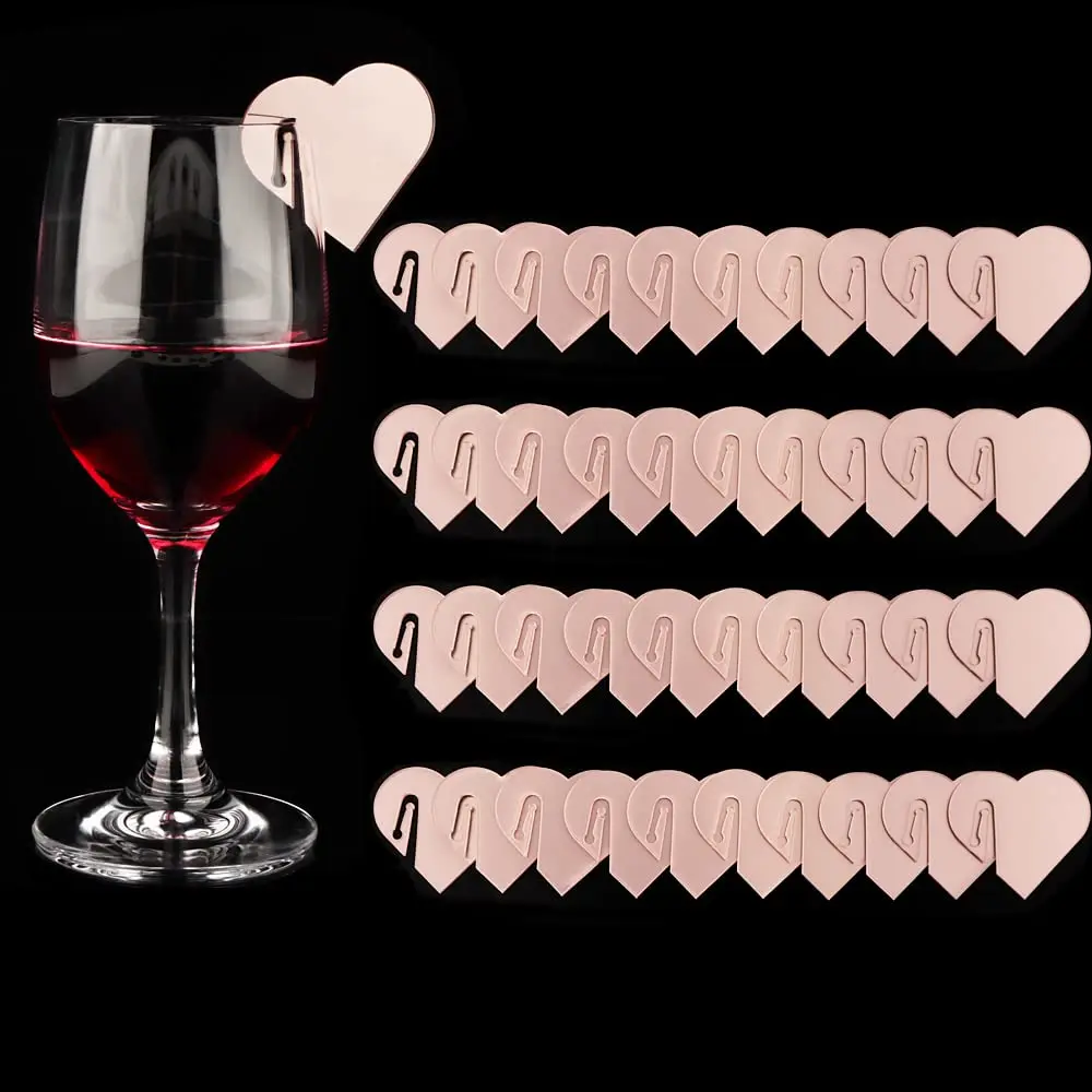 30/50/100Pcs Acrylic Heart Drink Tags, Heart Shaped Party Drink Tag