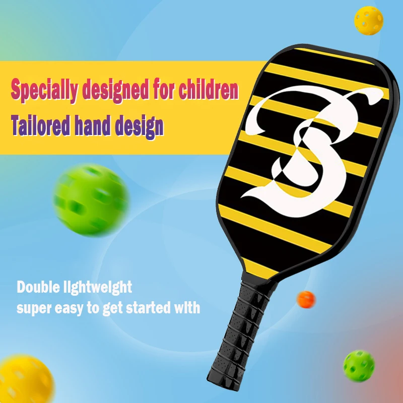 Mail free children's cartoon professional fiberglass Pickleball racket PP Honeycomb core hole racket Outdoor beach tennis