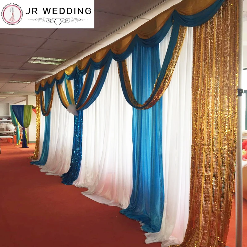 

3M*6M Colorful Ice Silk Sequin Swags and Drapes Wedding Backdrop