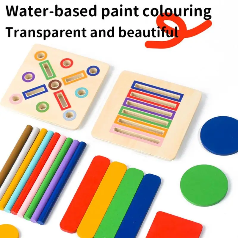 Color Sorting Toys Sensory Matching Games Wooden Shape Color Sorter Motor Skills Toys For 1-3 Year Old Boy Children