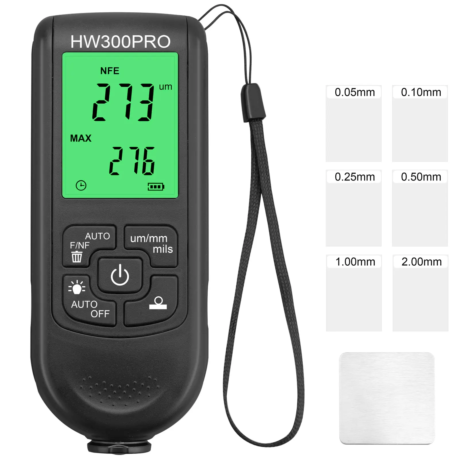 Paint Thickness Gauge Coating Thickness Gauge 0-2000UM Digital Paint Depth Gauge F/nf Automatically Detects Three Measurement Units Um/mm/mils Tester