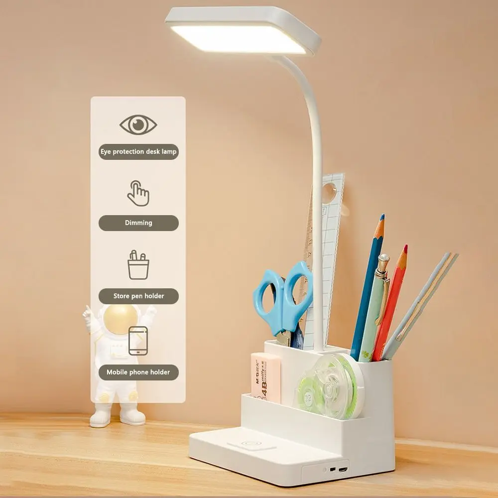 USB 눈 보호 무단 디밍 LED 테이블 램프, 학생 독서 램프, 책상 램프