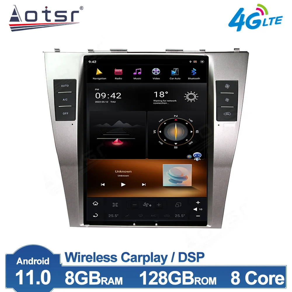 

Tesla Style Android 11 автомобильный радиоприемник для Toyota Camry 2006 - 2011 GPS-навигация Qualcomm DSP мультимедийный плеер CarPlay IPS No 2 Din